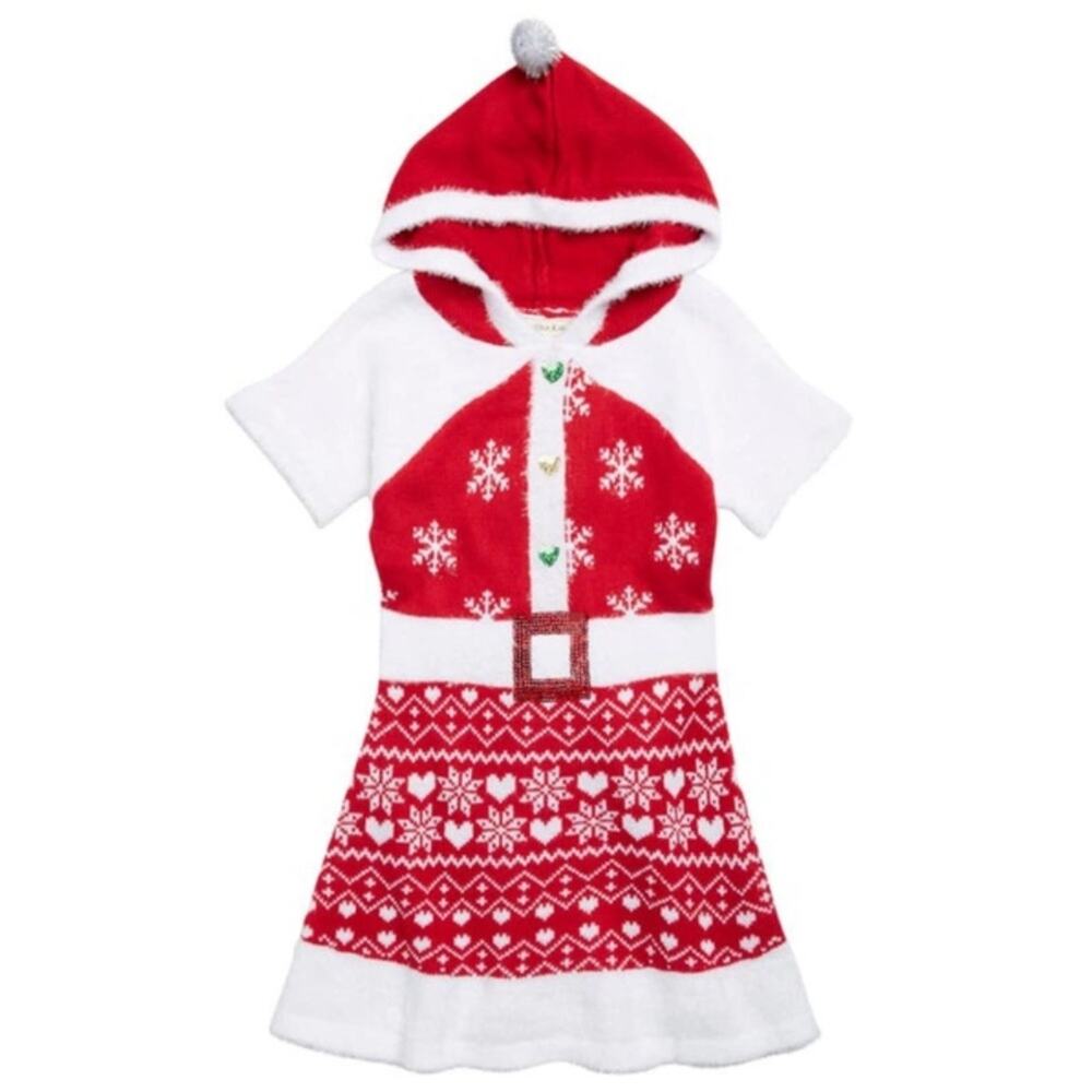 Margaux & Lexi Girls Hooded Christmas Sweater Dress Large (14) NWT